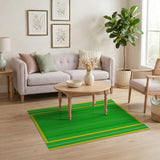 Vibrant Green Yellow Geometric Stripe Area Rug