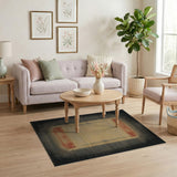 Distressed Halftone Vintage Area Rug Black Beige Red