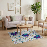 Whimsical Purple Teal Abstract Area Rug