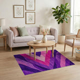 Purple Geometric Wave Area Rug