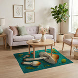Dewy Mushroom Cluster Teal Area Rug
