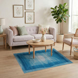 Blue Ombre Curved Abstract Area Rug