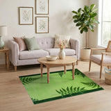 Lush Fern Border Green Area Rug