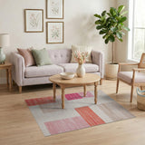 Abstract Geometric Striped Area Rug in Pink Orange Beige
