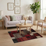Bold Red Patchwork Geometric Area Rug