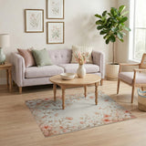 Pink Blush Pink Watercolor Floral Area Rug