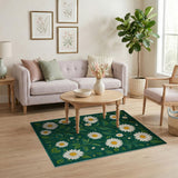 Emerald Green Daisy Meadow Area Rug