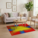 Bold Red Blue Yellow Halftone Geometric Area Rug