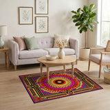 Vibrant Pink Sunburst Persian Area Rug