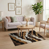 Brown Tan Layered Clouds Area Rug