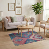Teal Pink Southwestern Geometric Area Rug