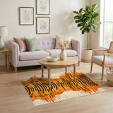 Abstract Area Orange Tiger Stripe Area Rug