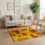 Vibrant Yellow Orange Geometric Shag Rug