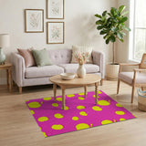 Playful Yellow Apples on Hot Pink Fruit Pattern Rug