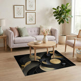 Black Gold Cosmic Waves Area Rug