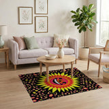 Multi-color and Patterns Cheerful Smiling Sun Cartoon Area Rug