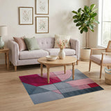 Modern Geometric Pink Grey Area Rug