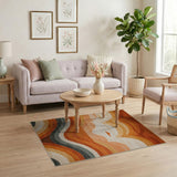 Wavy Orange Desert Dunes Area Rug