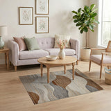 Wavy Terrain Brown Tan Abstract Area Rug