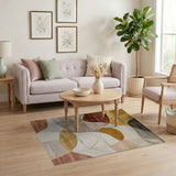 ODIKA Washable Mid-Century Modern Abstract Area Rug, Low Pile Non-Slip Rug for Living Room