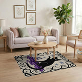 Witchy Black Cat Purple Castle Area Rug