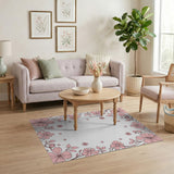 Delicate Pink Blossom Border Area Rug