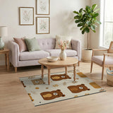 Adorable Cartoon Bear Leaf Pattern Rug