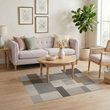 Modern Grey Beige Geometric Block Area Rug