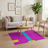 Vibrant Pink Blue Yellow Dotted Geometric Area Rug