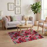 Vibrant Red Pepper Fruit Pattern Area Rug