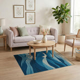 Ocean Waves Blue Teal Abstract Area Rug