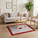 Red Carrom Board Geometric Area Rug