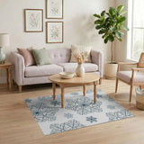 Navy Blue Snowflake Line Art Area Rug