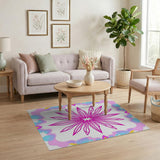 Vibrant Pink Starburst Geometric Area Rug