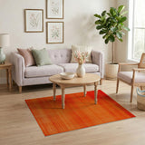Vibrant Orange Striped Geometric Area Rug