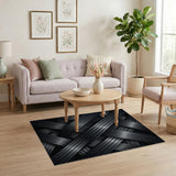 Sleek Interwoven Grey Geometric Area Rug