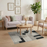 Modern Geometric Black Grey Area Rug