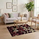 Elegant Red Ivory Satin Bow Area Rug