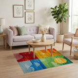 Happy Sun Multi-Color Cartoon Area Rug