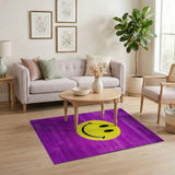 Purple Shag Rug with Giant Yellow Smiley Face