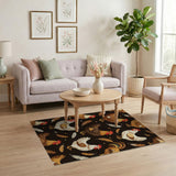 ODIKA Washable Farmhouse Chicken Print Area Rug - Non-Slip Low Pile