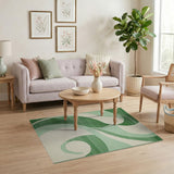 Wavy Green Abstract Green Area Rug