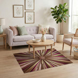 Pink Gold Starburst Geometric Area Rug