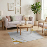Abstract Area Gold Veined Marble Abstract Area Rug
