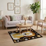 Cute Cartoon Lion Kids Area Rug with Stars Letters