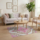 Traditional Persian Vibrant Pink Persian Medallion Area Rug
