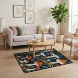 Whimsical Mushroom Forest Floral Vintage Area Rug