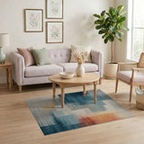 Geometric Modern Abstract Blue Teal Geometric Area Rug