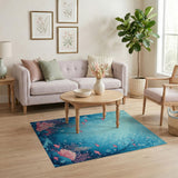 Whimsical Underwater Coral Fish Area Rug