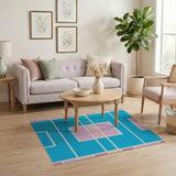 Vibrant Blue Pink Geometric Area Rug